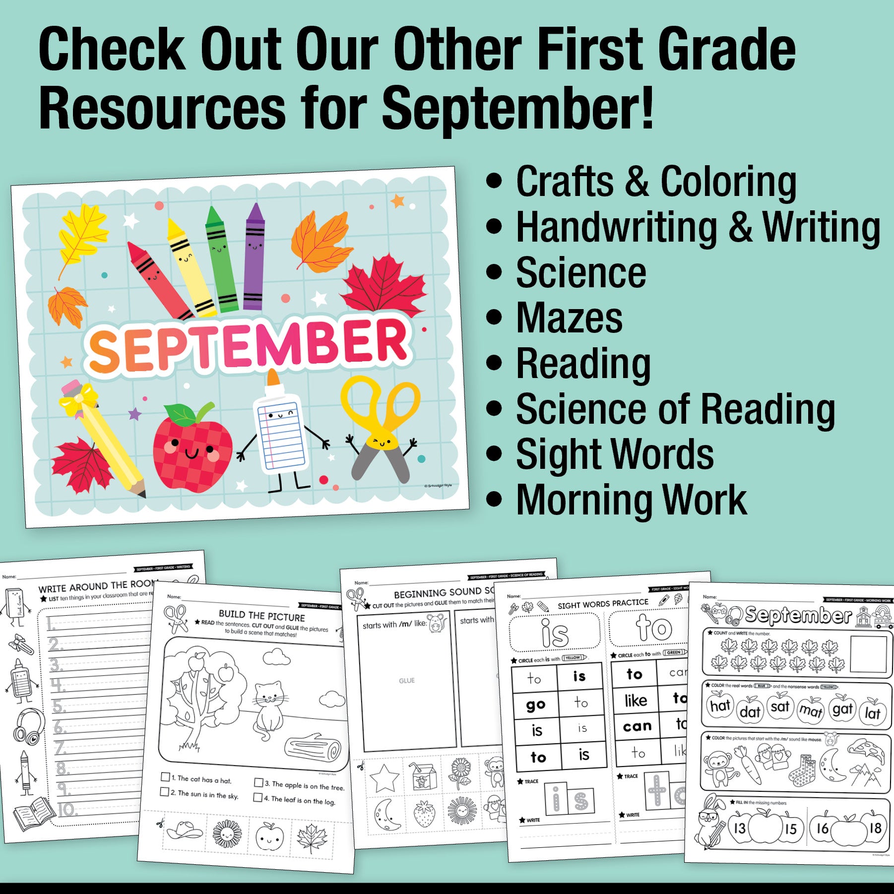First Grade September Daily Math Worksheets