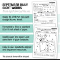 Load image into Gallery viewer, First Grade September Daily Sight Words
