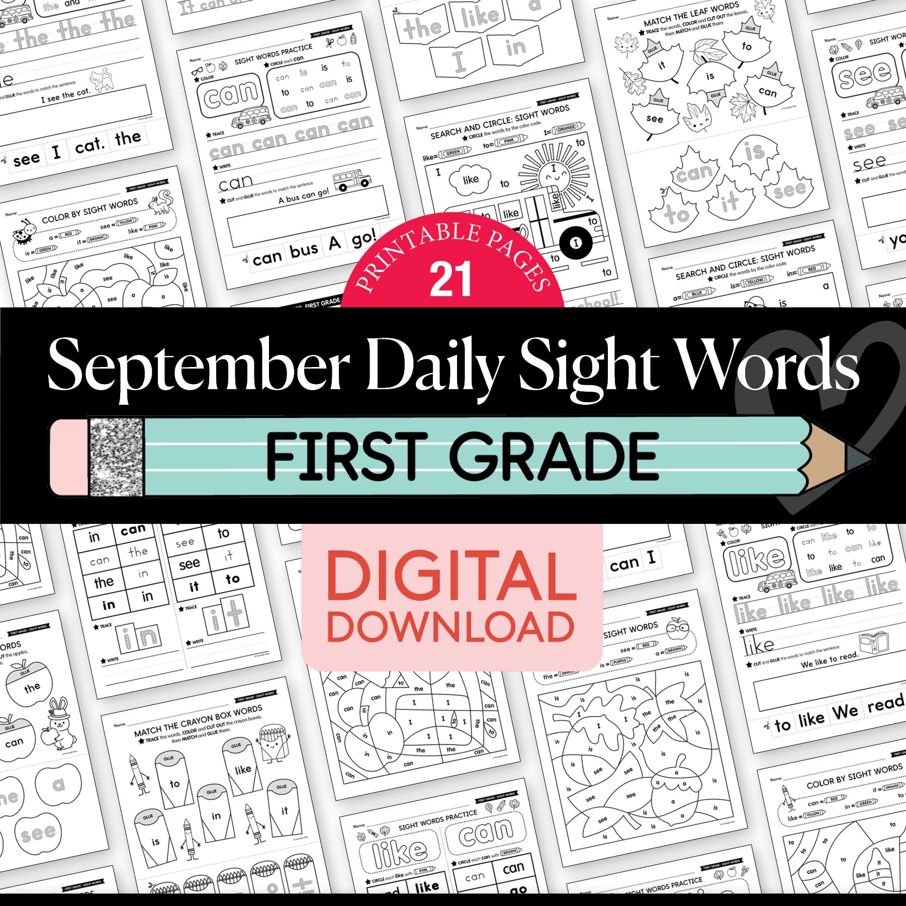 First Grade September Daily Sight Words