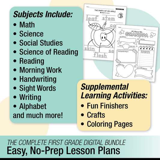First Grade September Thematic Unit Bundle
