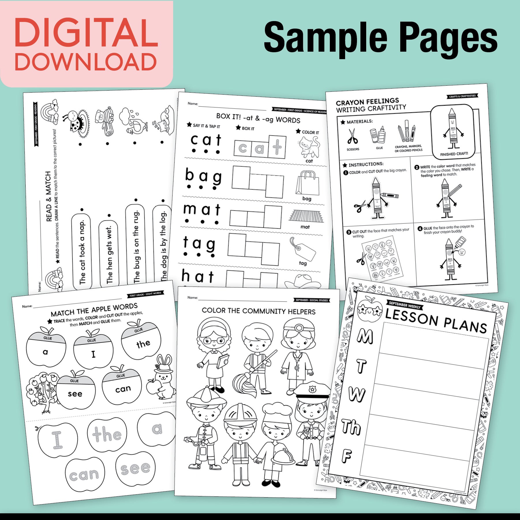 First Grade September Thematic Unit Bundle