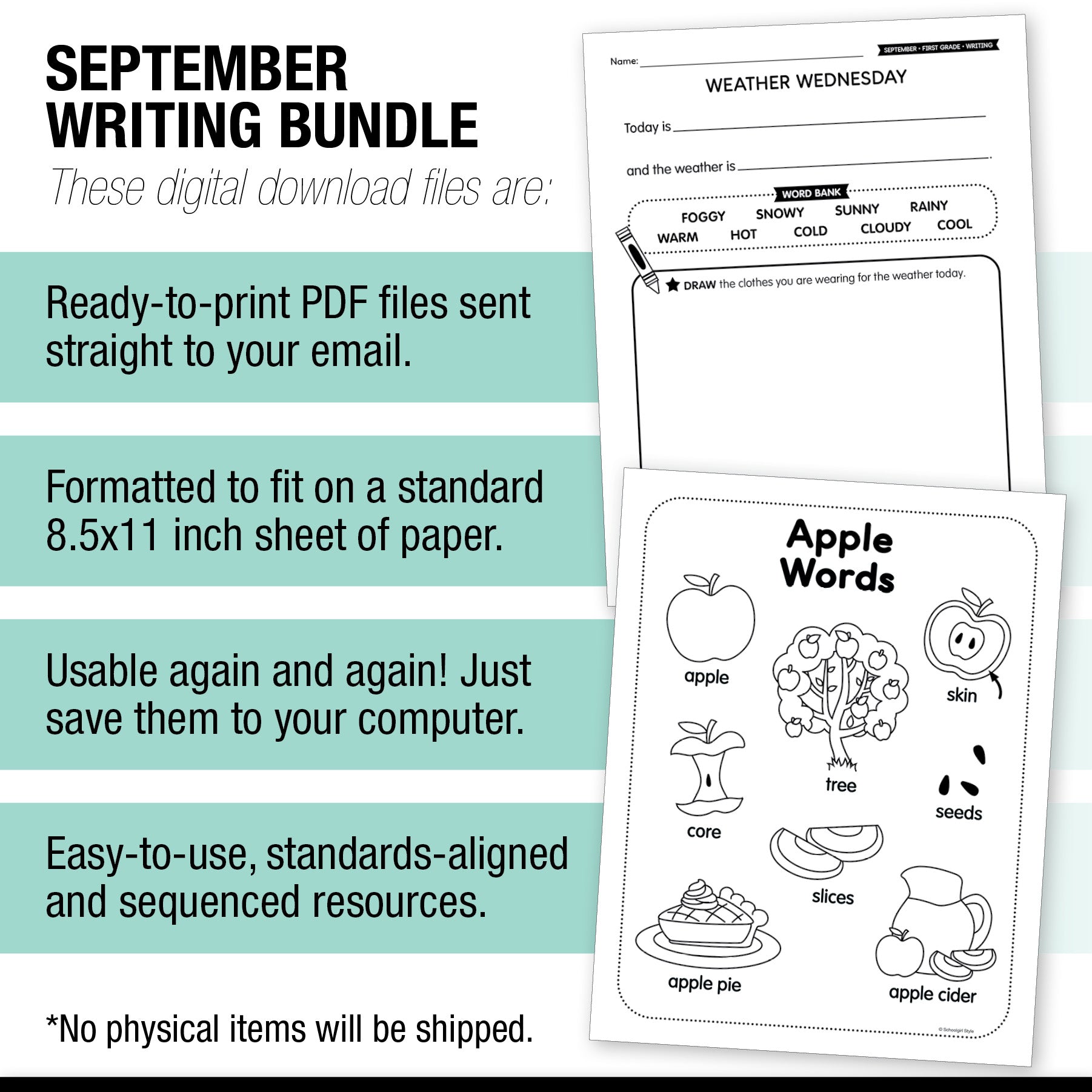 First Grade September Writing Bundle