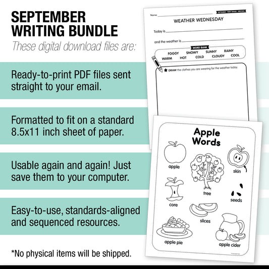 First Grade September Writing Bundle