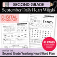 Load image into Gallery viewer, Second Grade September Daily Heart Words Worksheets
