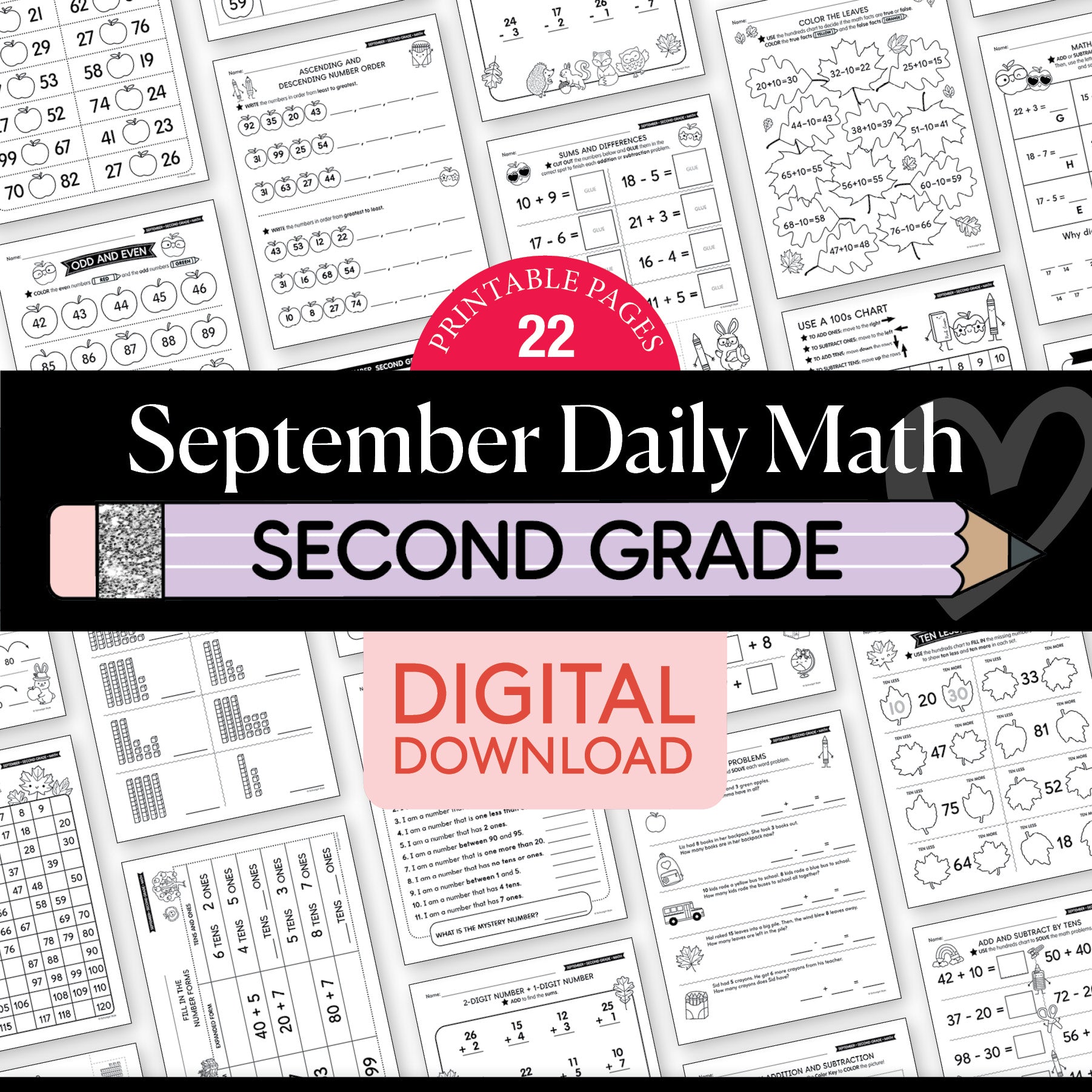 Second Grade September Daily Math Worksheets