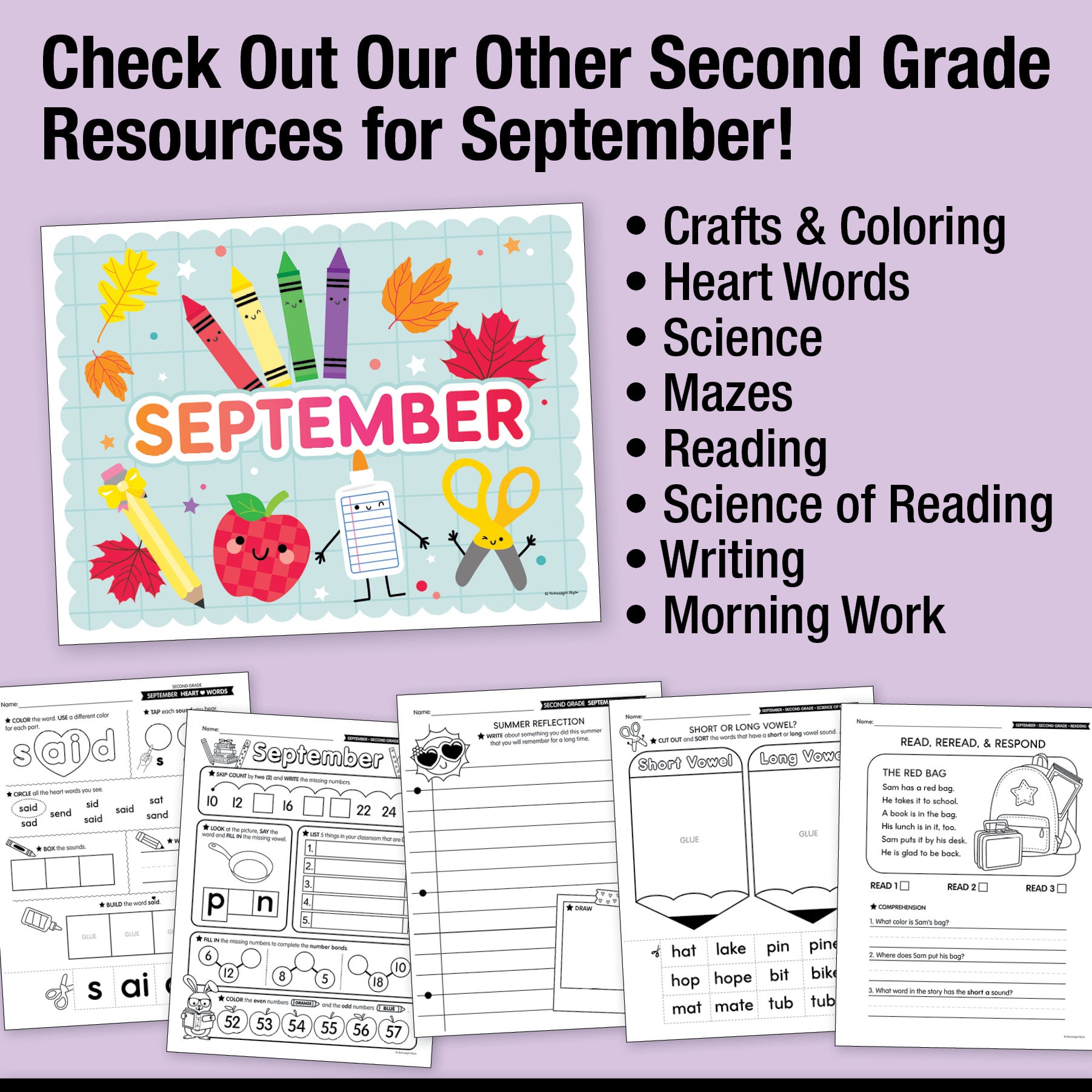 Second Grade September Daily Math Worksheets