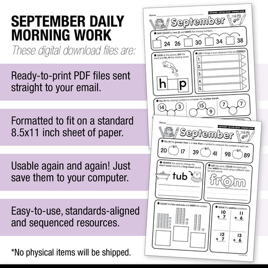 Second Grade September Daily Morning Work