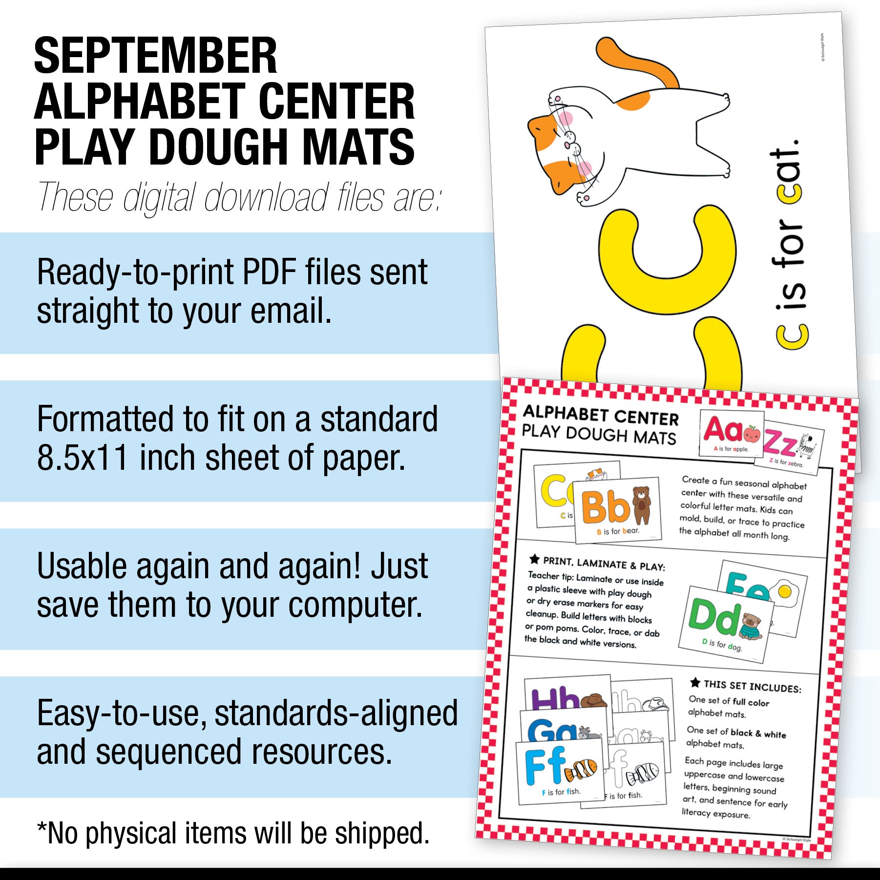 Preschool September Daily Alphabet Play Dough Mats