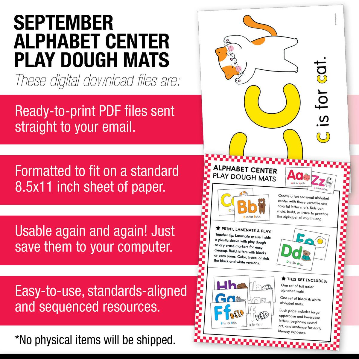 Preschool September Daily Alphabet Play Dough Mats