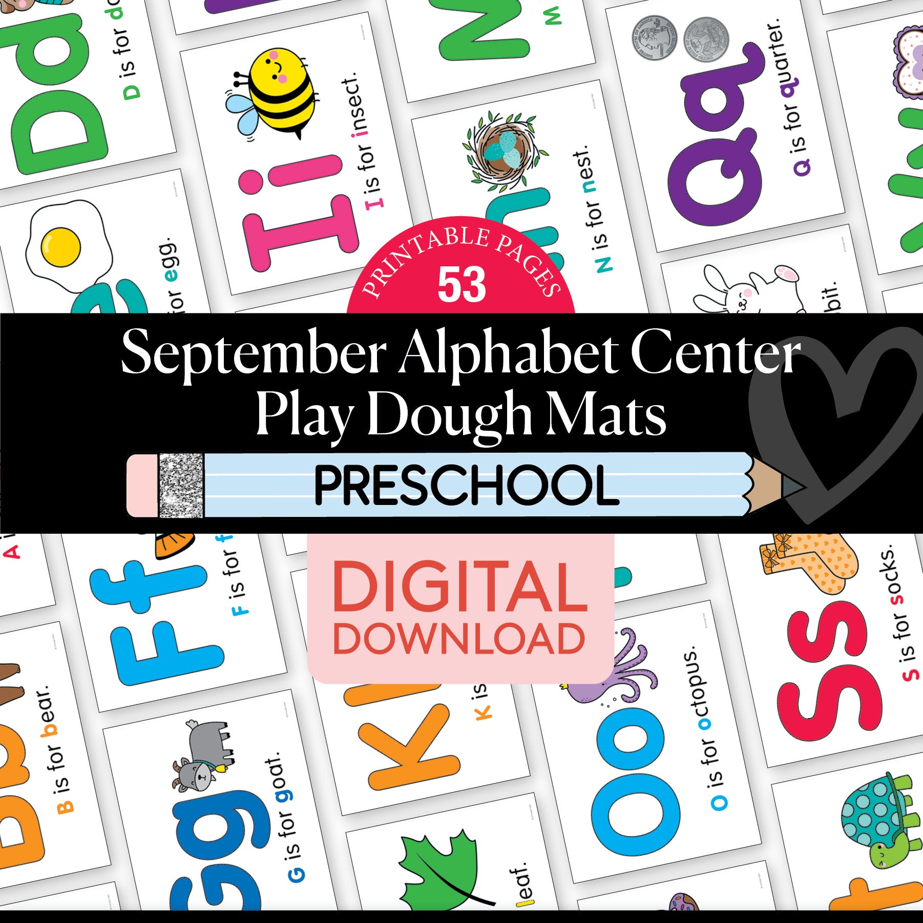 Preschool September Daily Alphabet Play Dough Mats