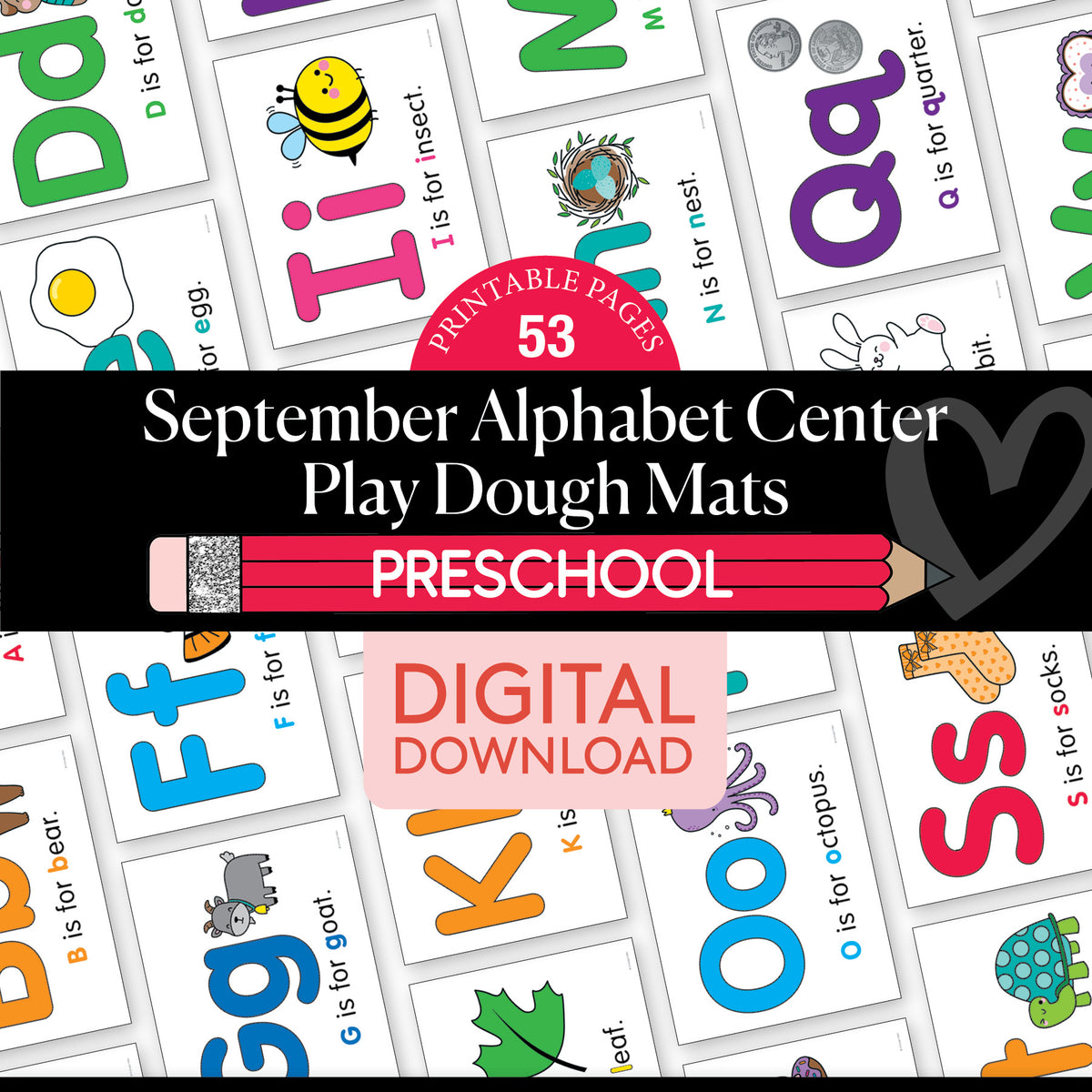 Preschool September Daily Alphabet Play Dough Mats