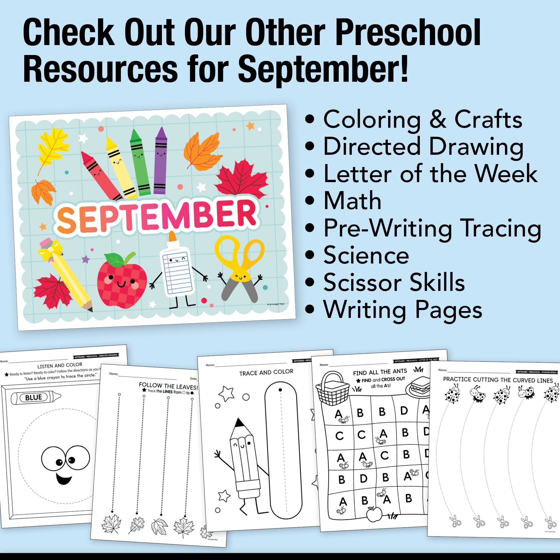 Preschool September Daily Alphabet Play Dough Mats