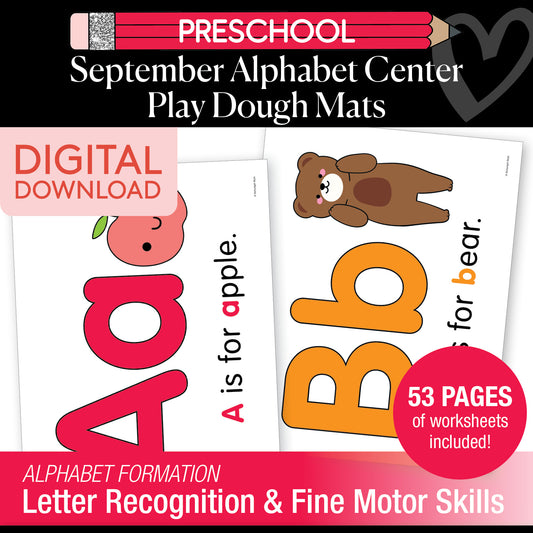 Preschool September Daily Alphabet Play Dough Mats