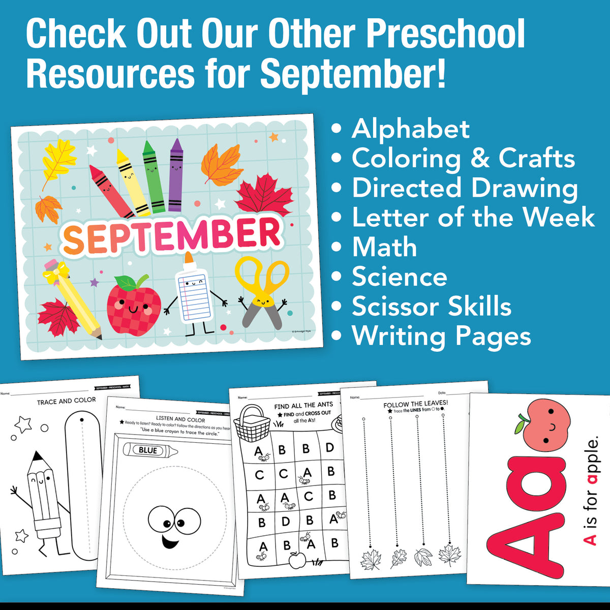 Printable September Bendy Pencil Craft