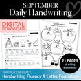 Load image into Gallery viewer, Kindergarten September Daily Handwriting Worksheets
