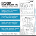 Load image into Gallery viewer, Kindergarten September Daily Handwriting Worksheets
