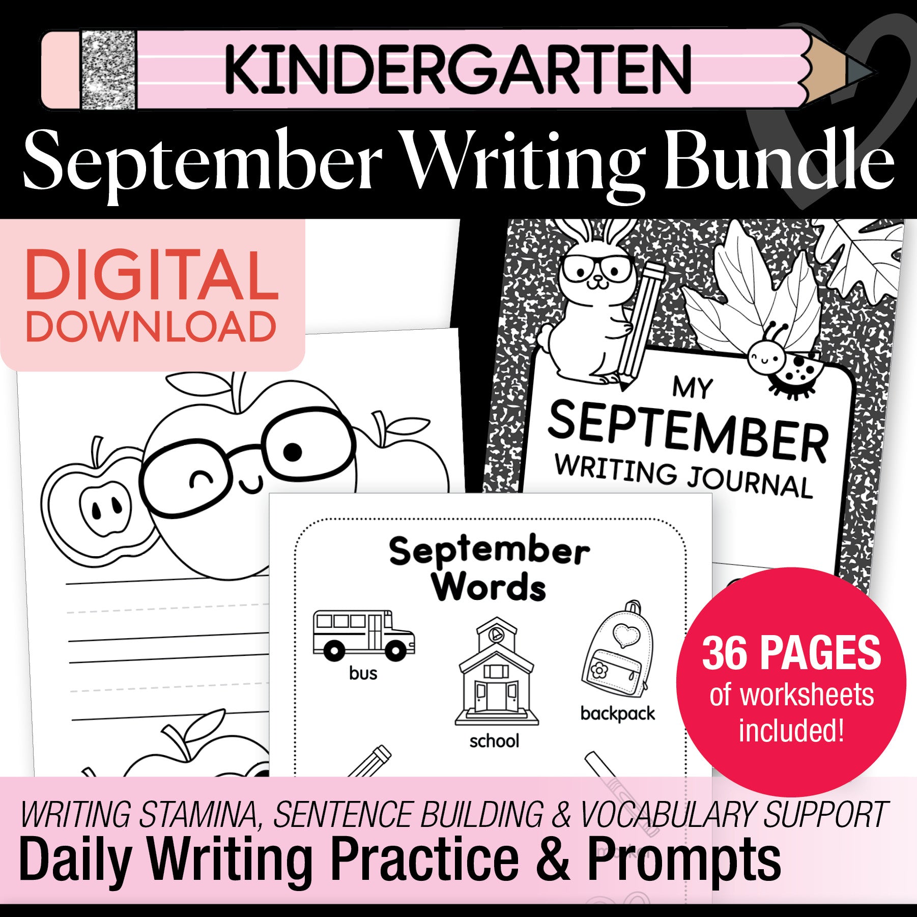 Kindergarten September Writing Bundle