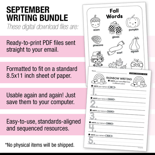 Kindergarten September Writing Bundle