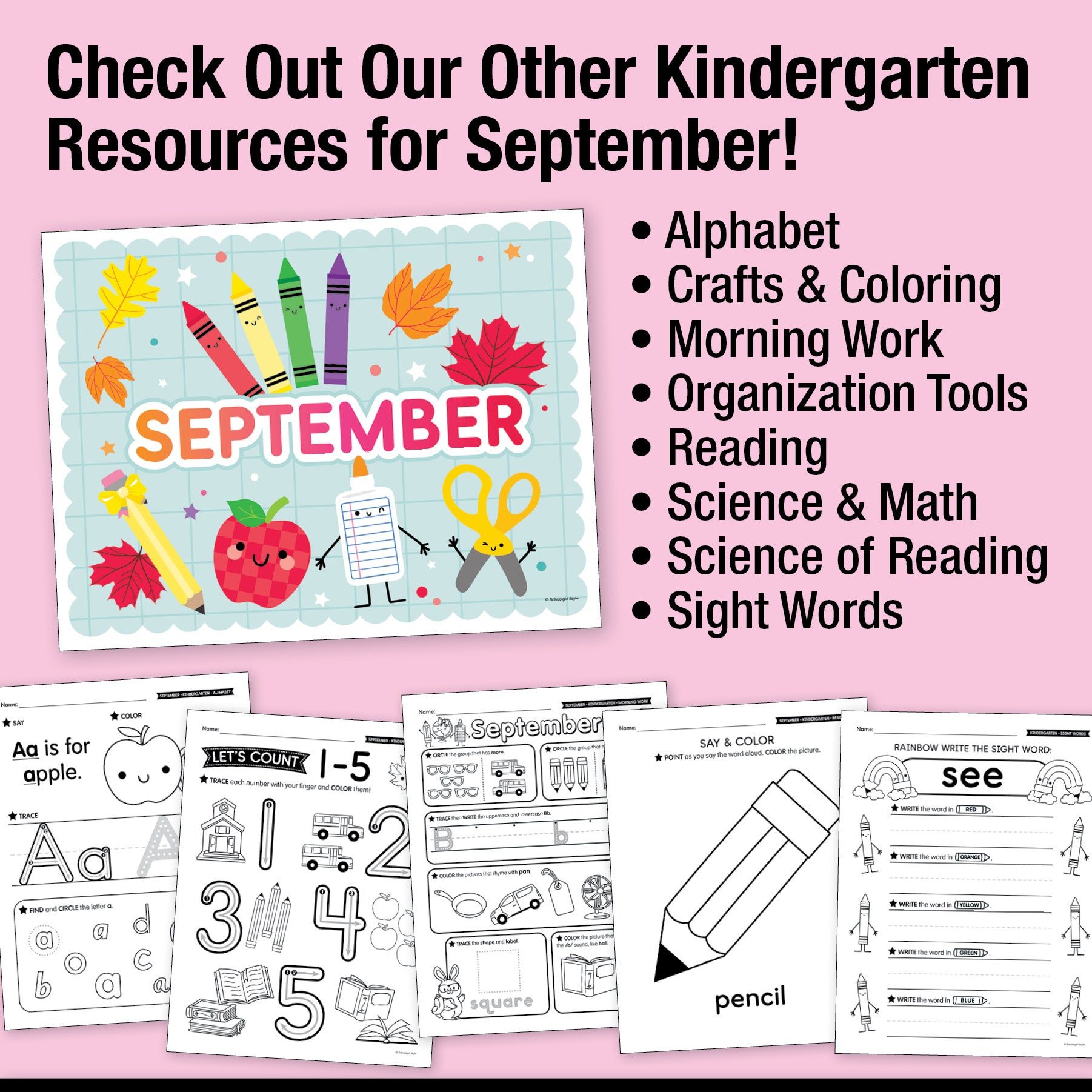 Kindergarten September Writing Bundle