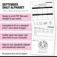 Load image into Gallery viewer, Kindergarten September Daily Alphabet Worksheets
