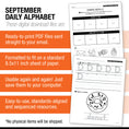 Load image into Gallery viewer, Kindergarten September Daily Alphabet Worksheets
