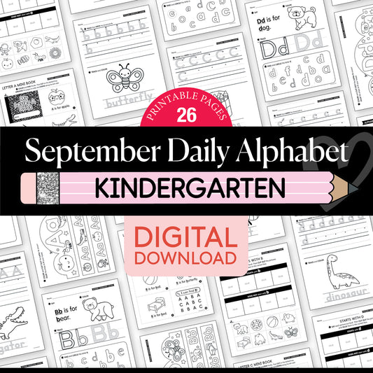 Kindergarten September Daily Alphabet Worksheets