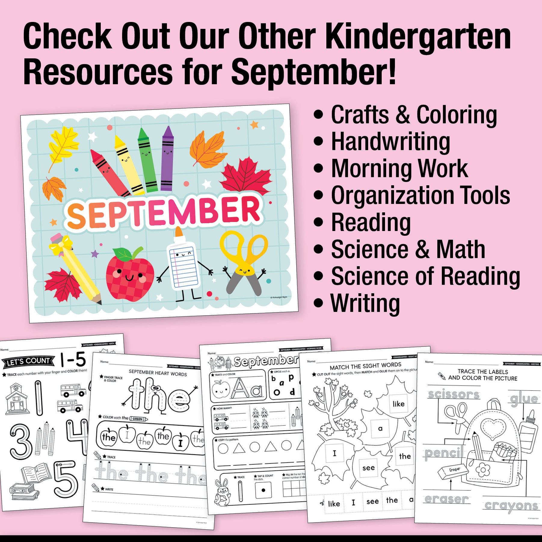 Kindergarten September Daily Alphabet Worksheets