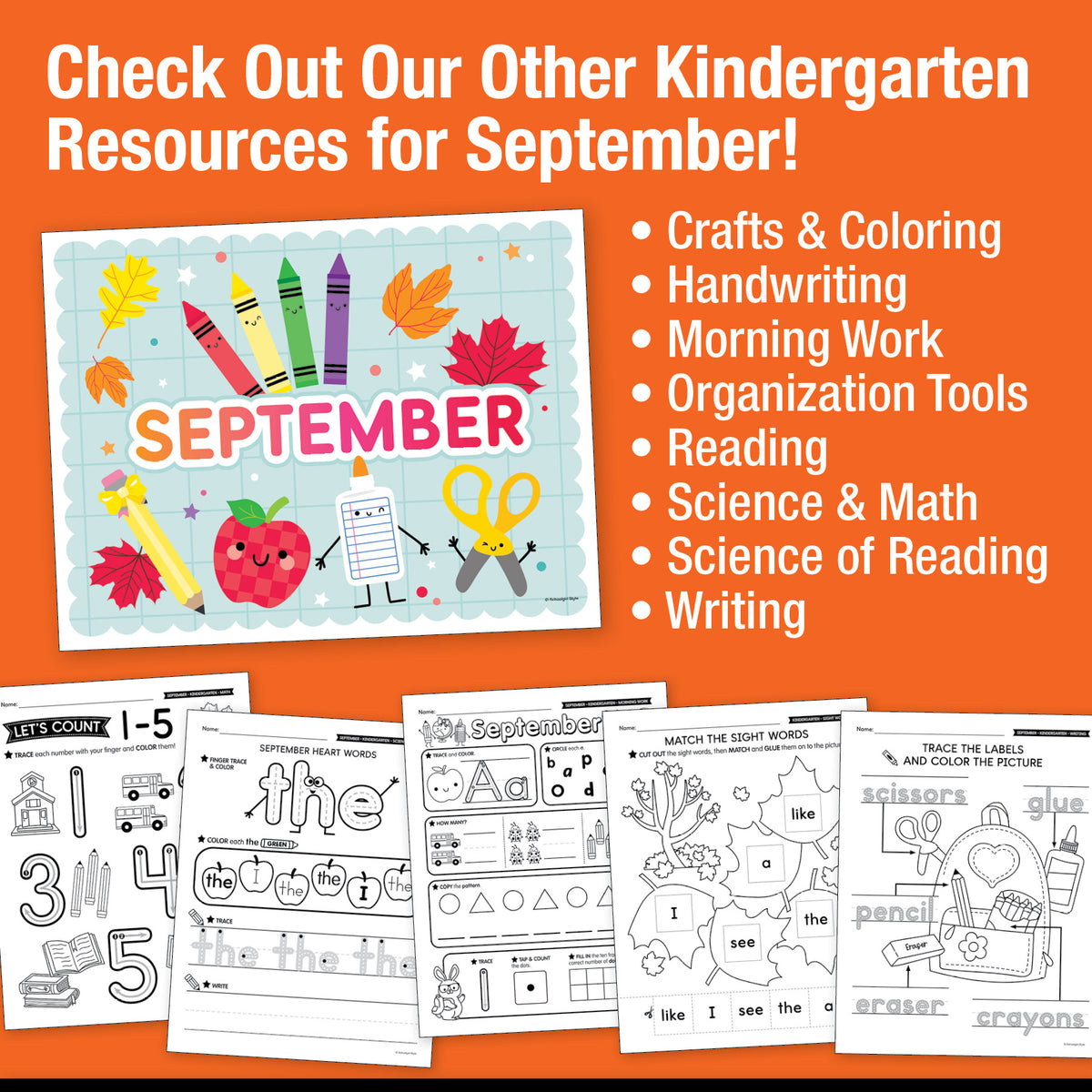 Kindergarten September Daily Alphabet Worksheets