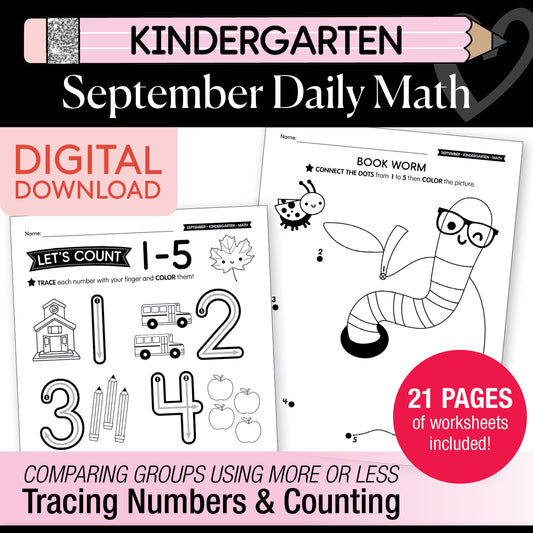 Kindergarten September Daily Math Worksheets