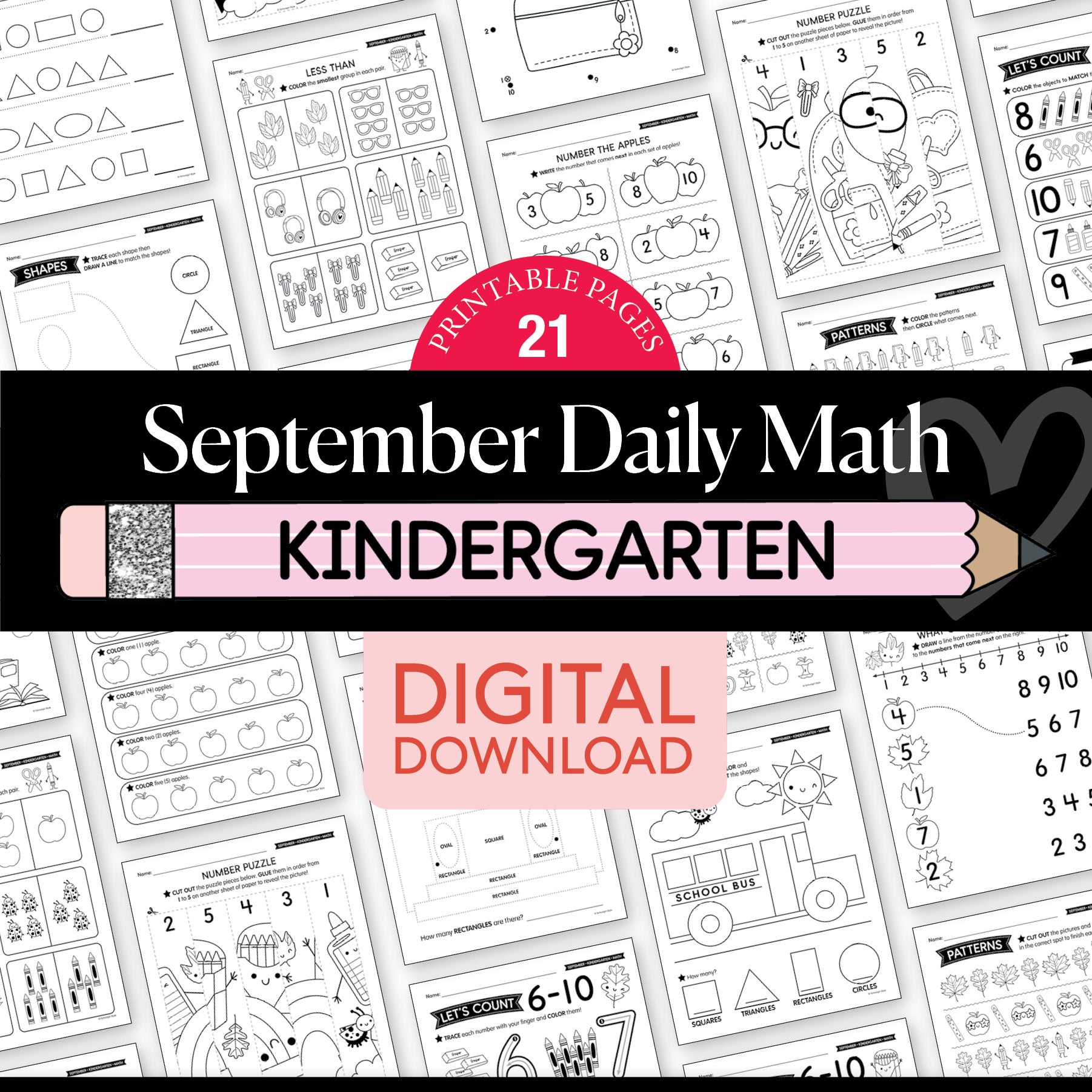 Kindergarten September Daily Math Worksheets