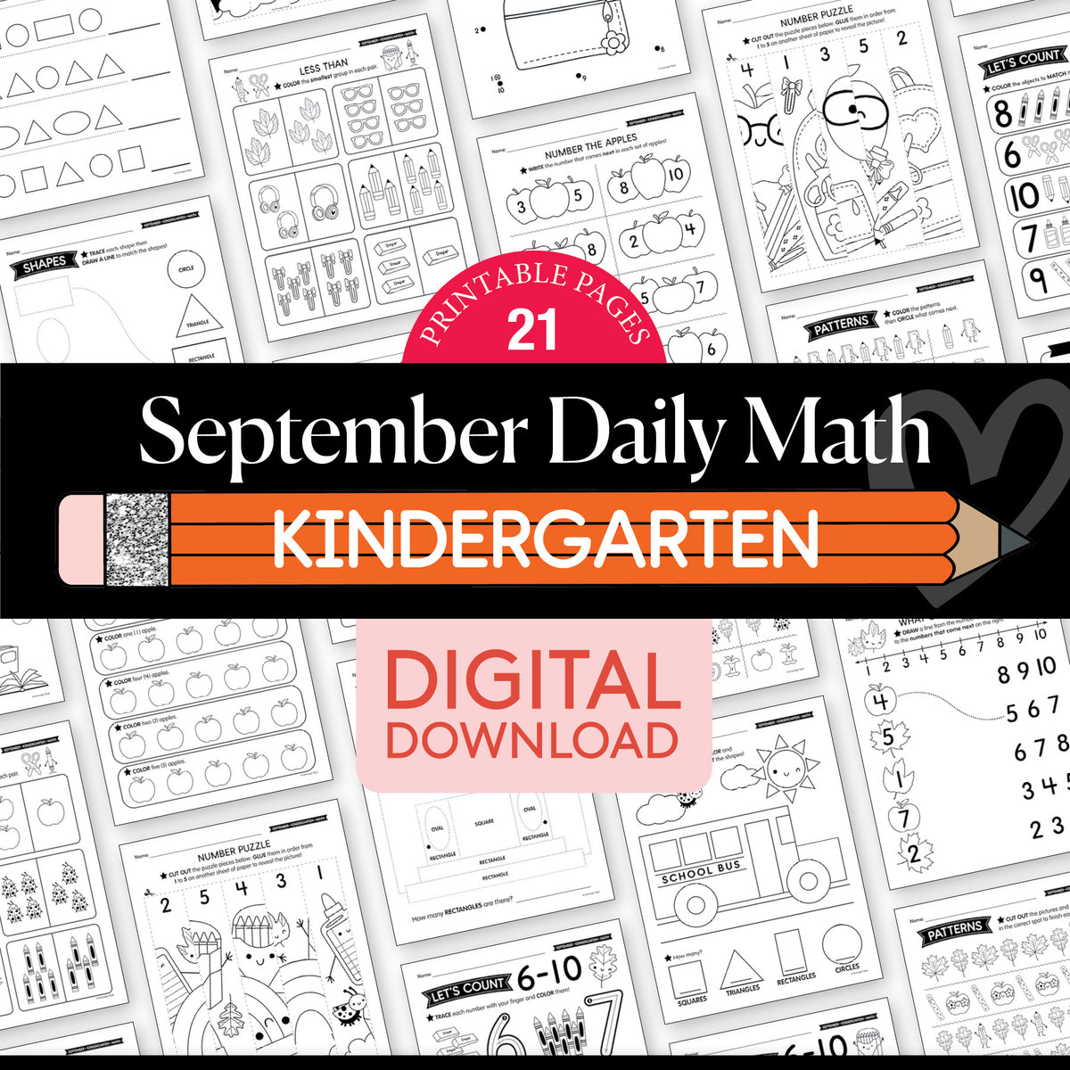 Kindergarten September Daily Math Worksheets