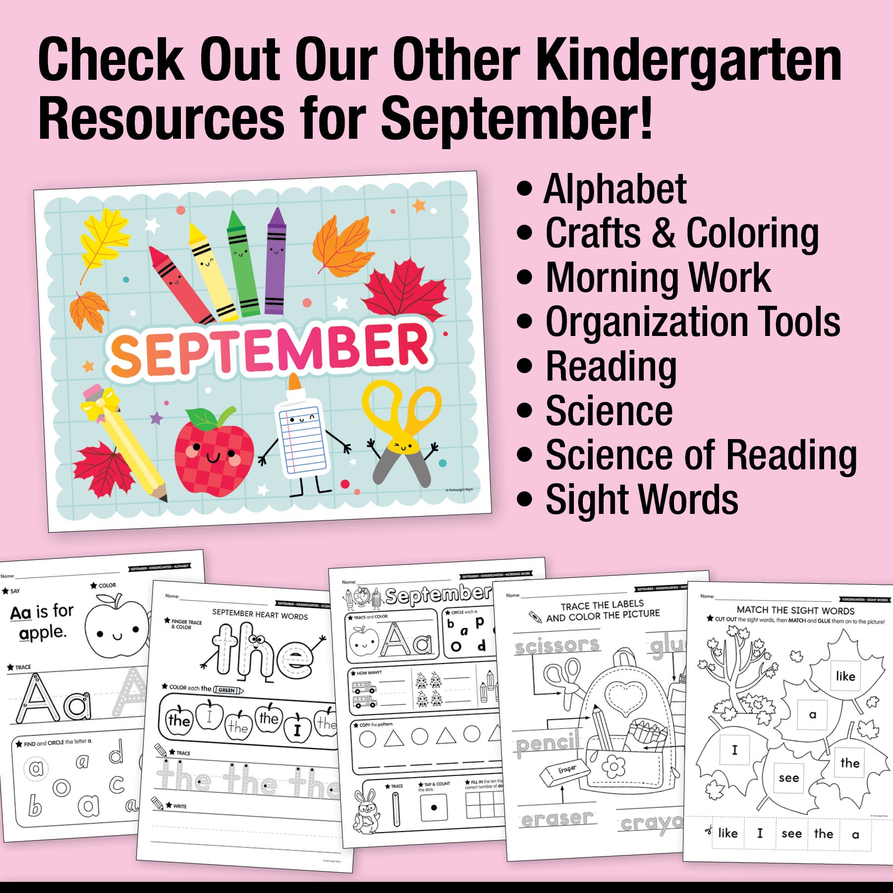 Kindergarten September Daily Math Worksheets