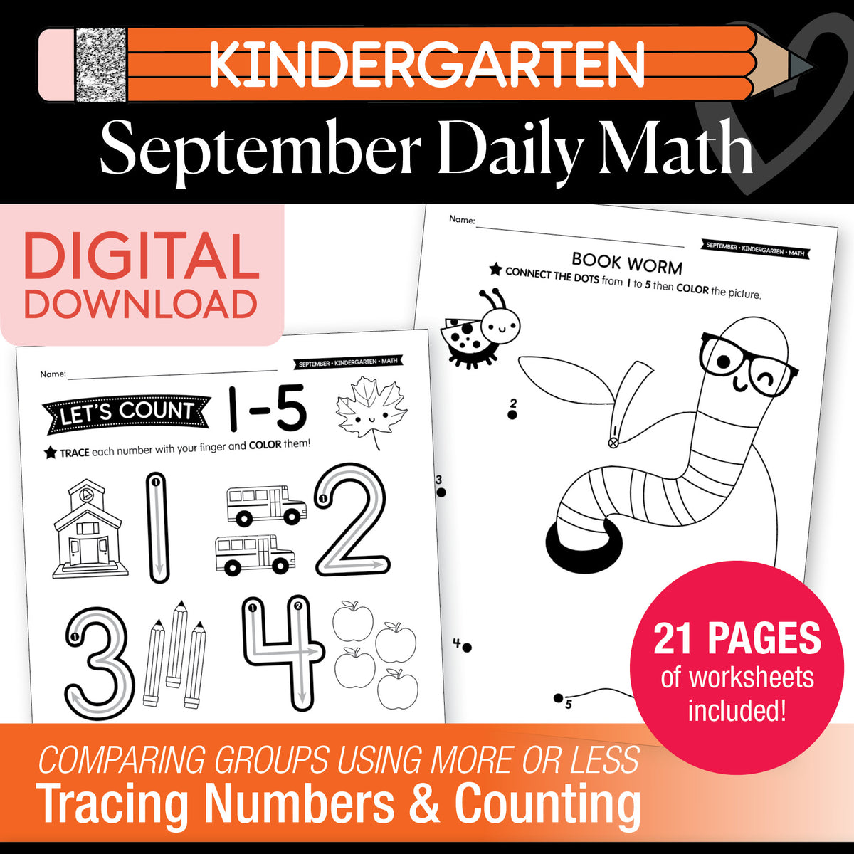 Kindergarten September Daily Math Worksheets