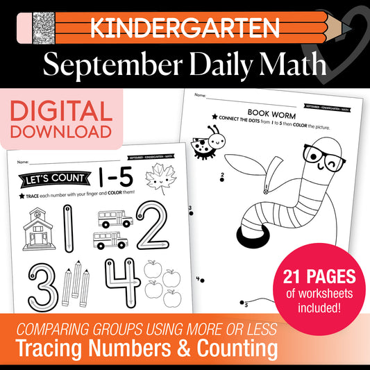 Kindergarten September Daily Math Worksheets