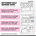 Load image into Gallery viewer, Kindergarten September Daily Morning Work
