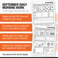 Load image into Gallery viewer, Kindergarten September Daily Morning Work
