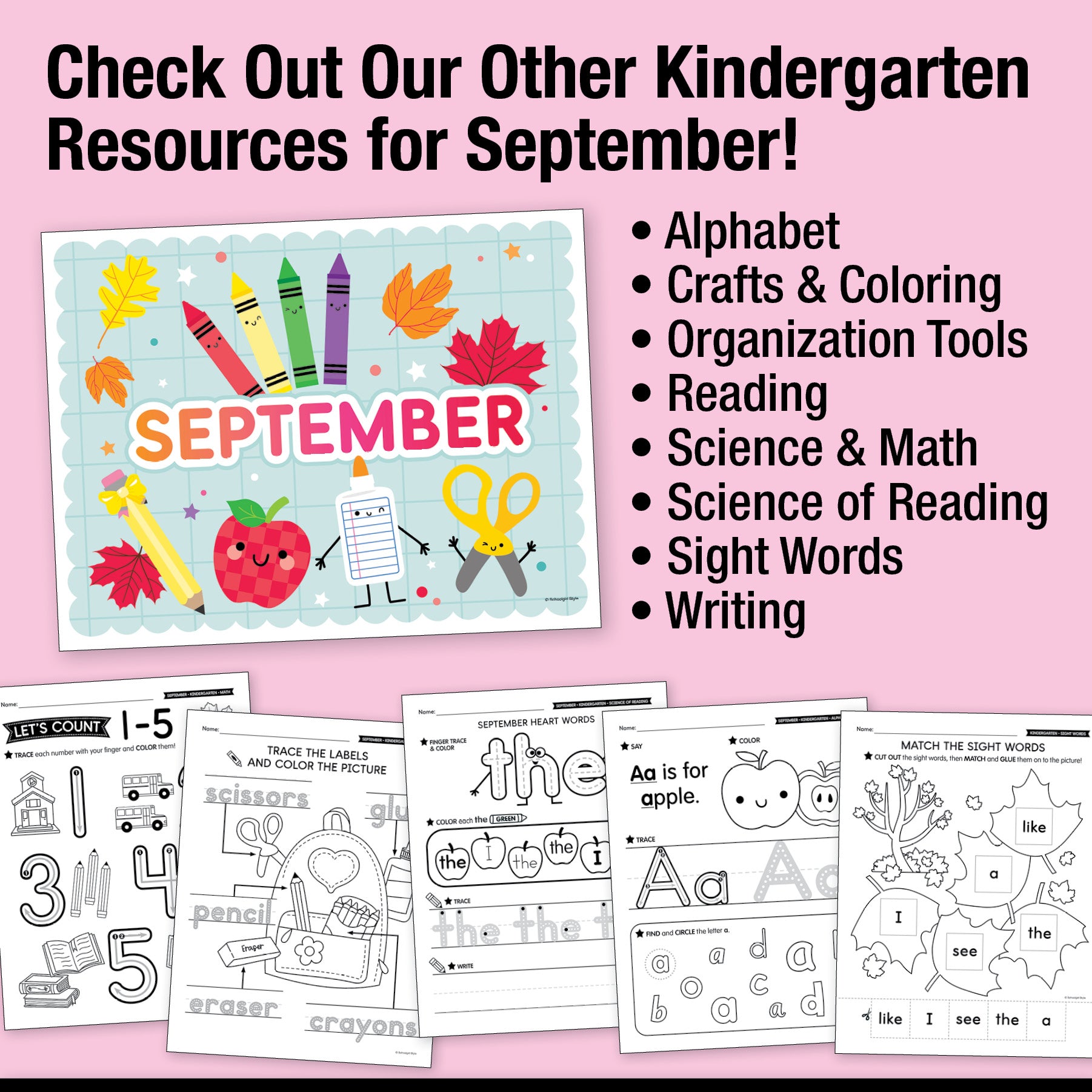 Kindergarten September Daily Morning Work