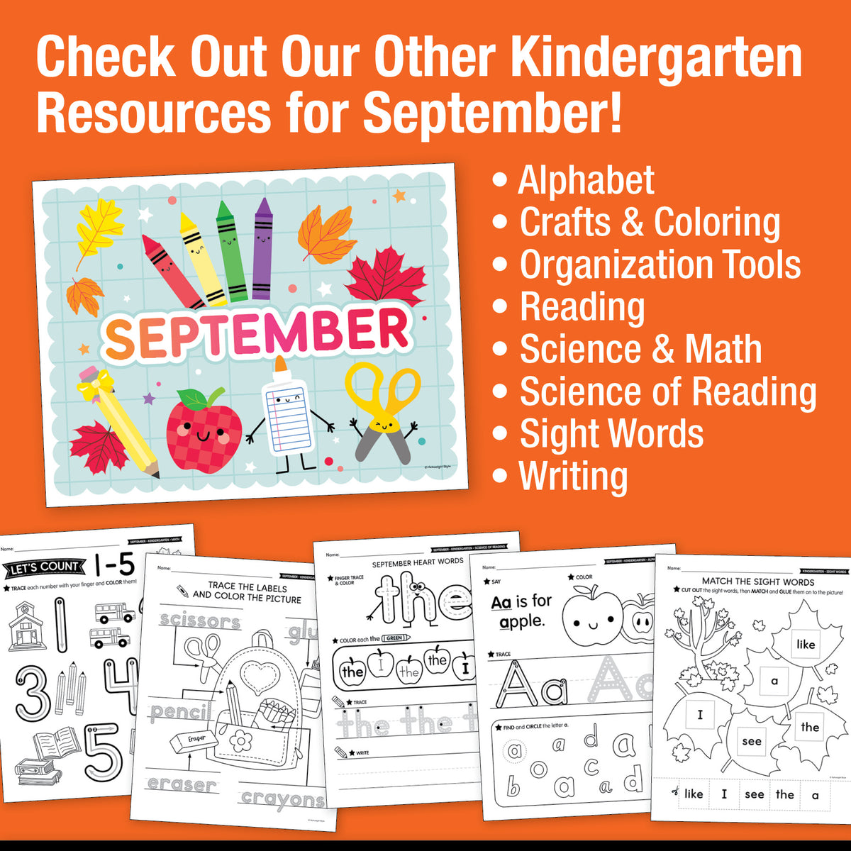 Kindergarten September Daily Morning Work