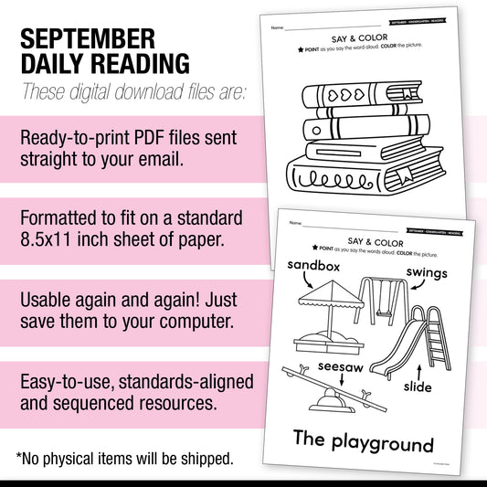 Kindergarten September Daily Reading
