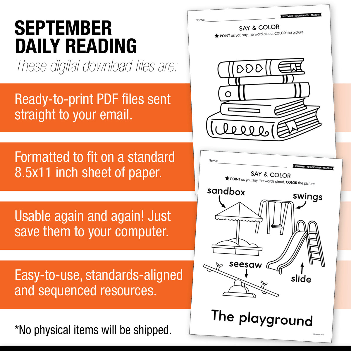 Kindergarten September Daily Reading