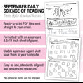 Load image into Gallery viewer, Kindergarten September Daily Science of Reading Worksheets
