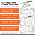 Load image into Gallery viewer, Kindergarten September Daily Science of Reading Worksheets
