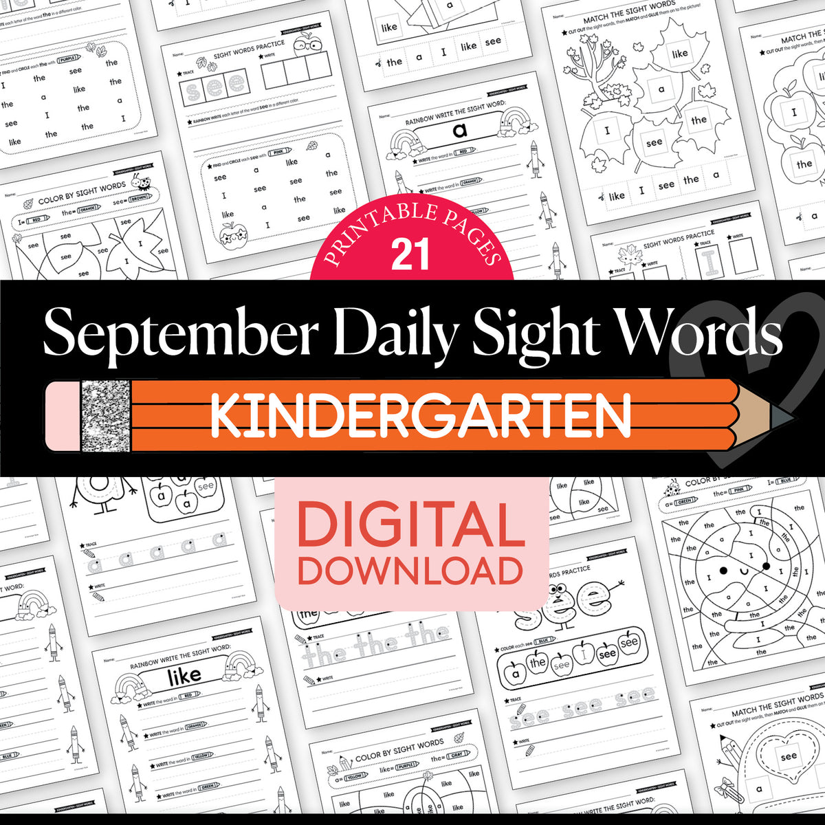 Kindergarten September Daily Sight Words