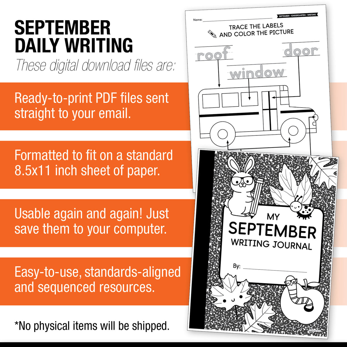 Kindergarten September Writing Worksheets