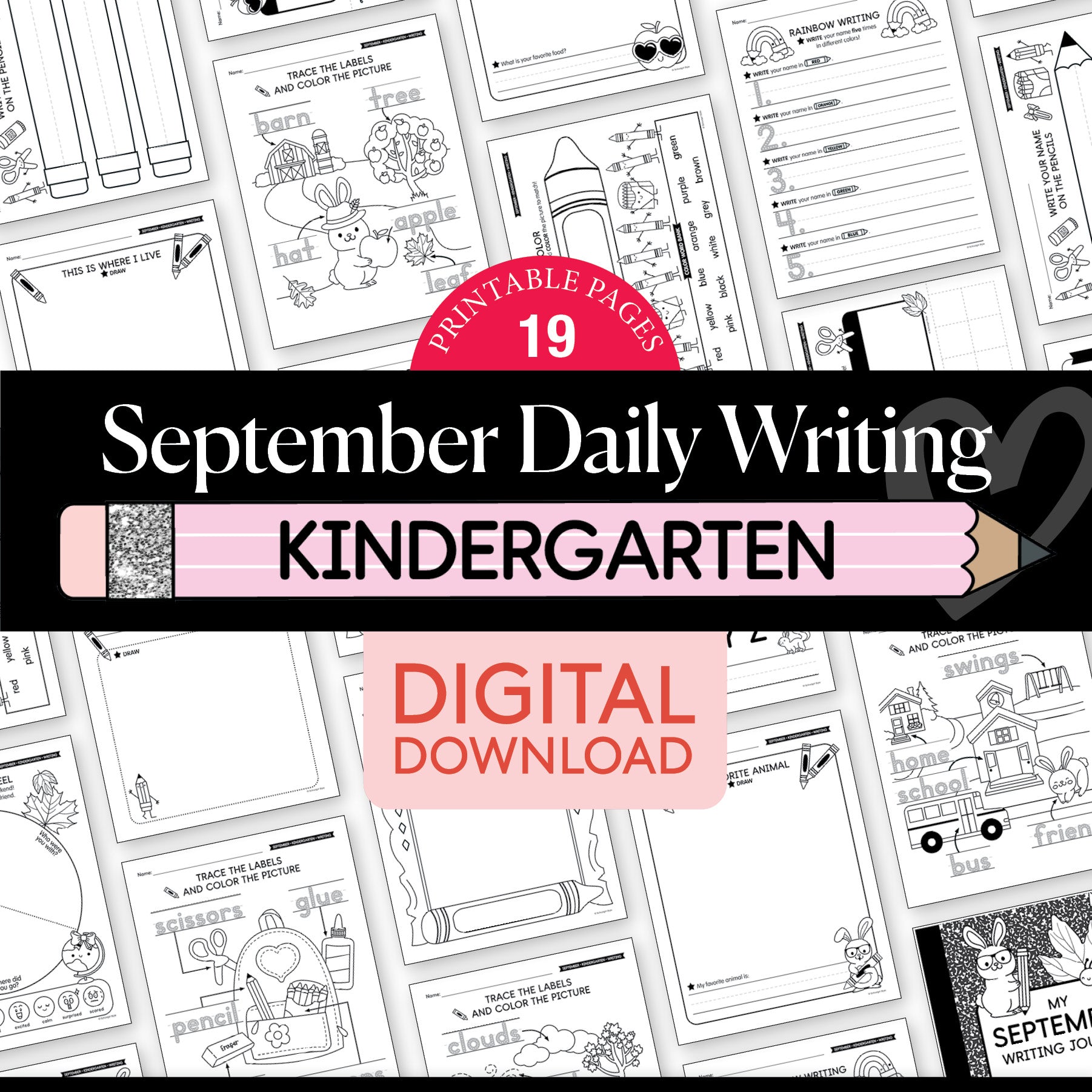 Kindergarten September Writing Worksheets