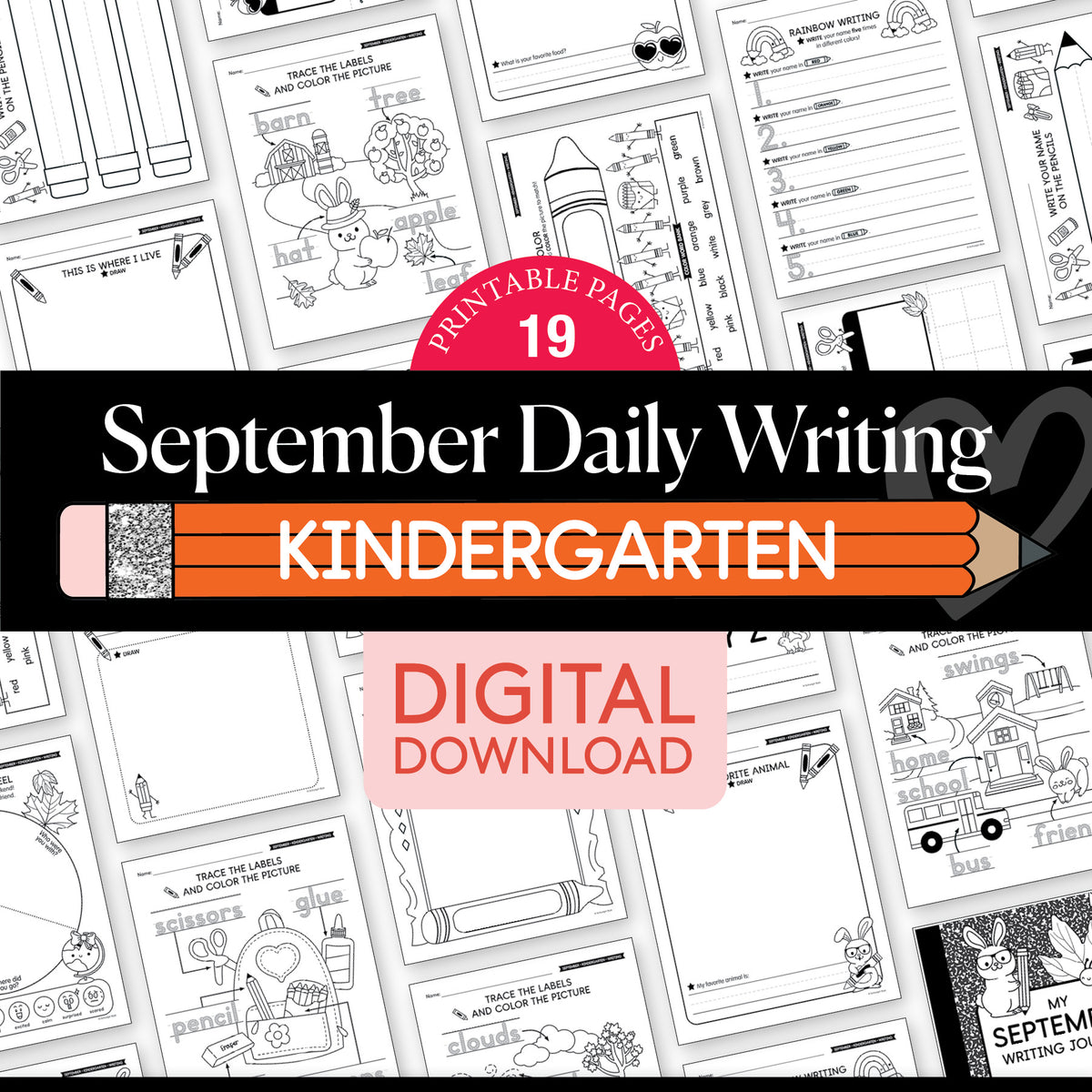 Kindergarten September Writing Worksheets