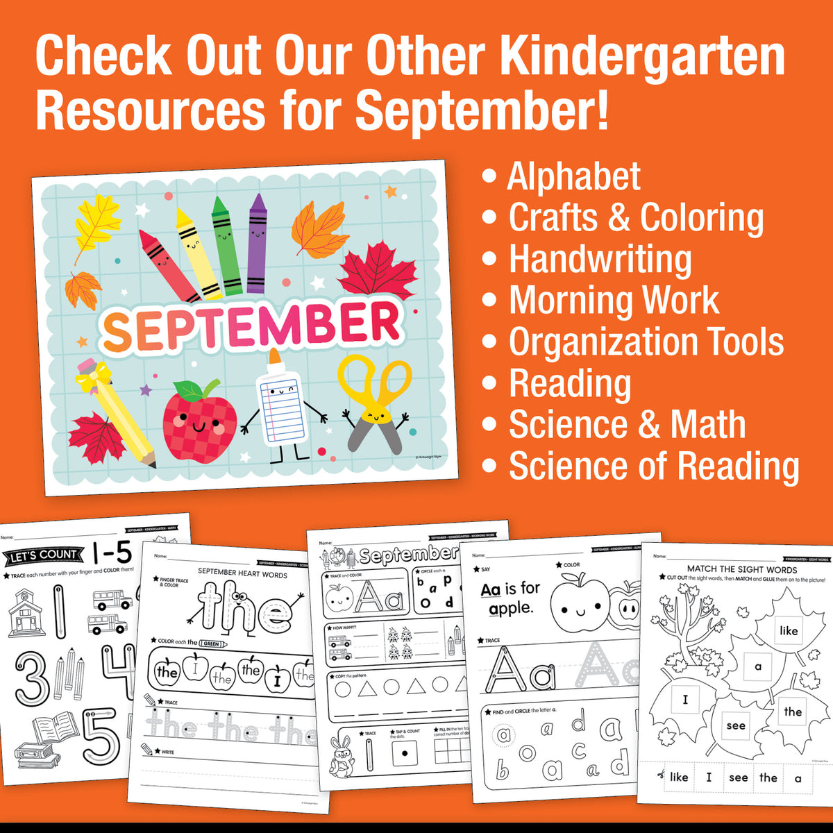 Kindergarten September Writing Worksheets