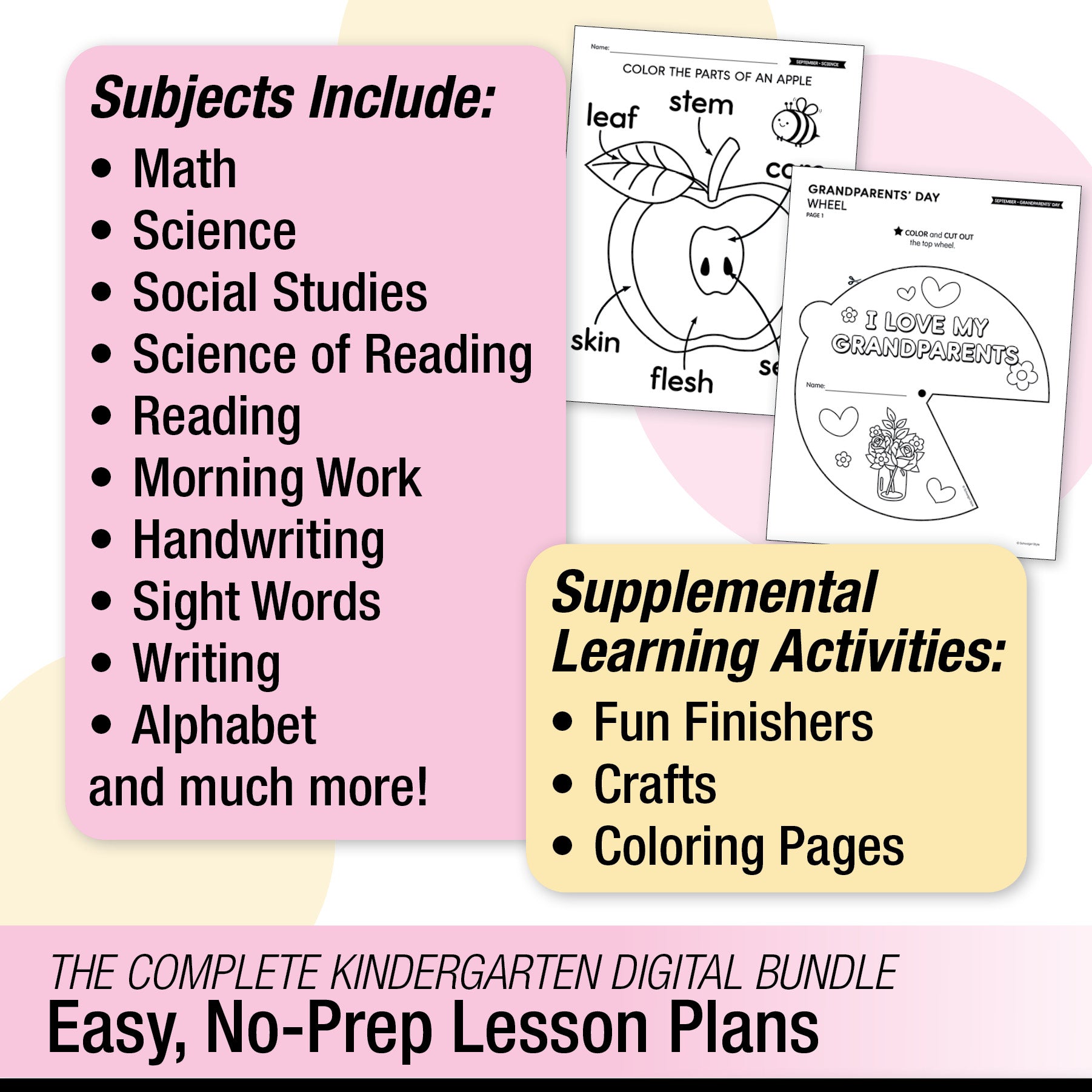 Printable Kindergarten September Thematic Unit Bundle
