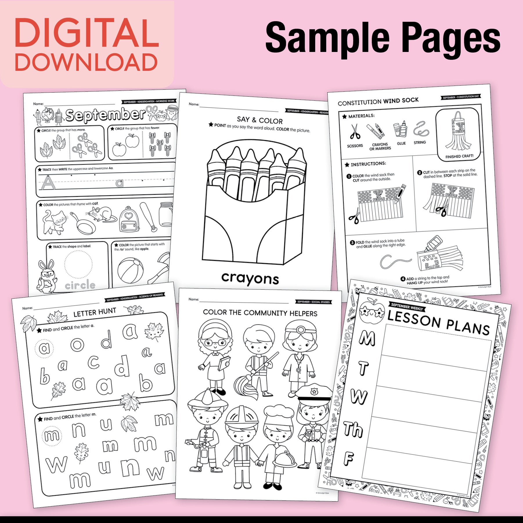 Printable Kindergarten September Thematic Unit Bundle