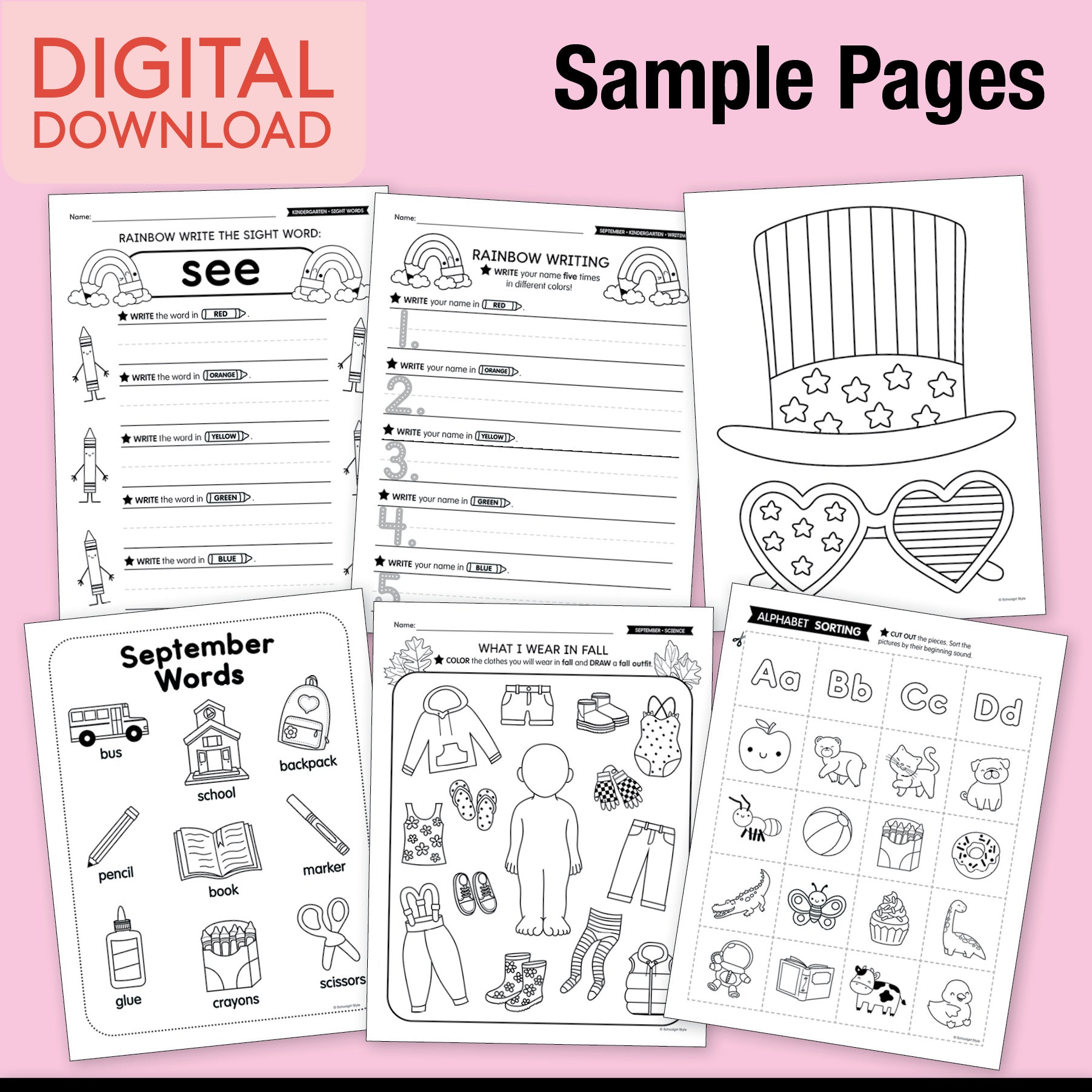 Printable Kindergarten September Thematic Unit Bundle